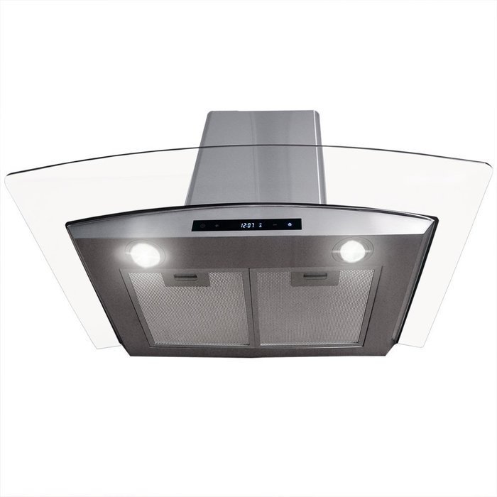 toyofmine 30" Kitchen Wall Mount Stainless Steel Glass Range Hood Stove Vents Touch Panel + 1x Filter
