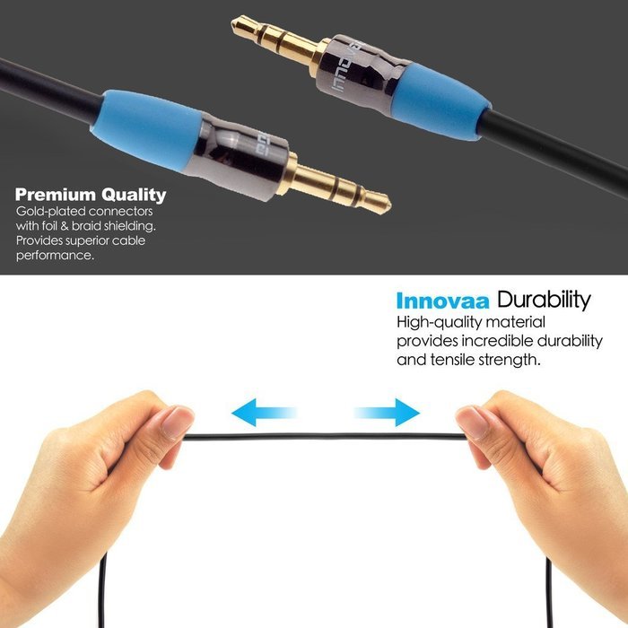 AUX Audio Cable, INNOVAA Universal Stereo Audio Male to Male 3.5mm AUX Cable - 20 Feet N2