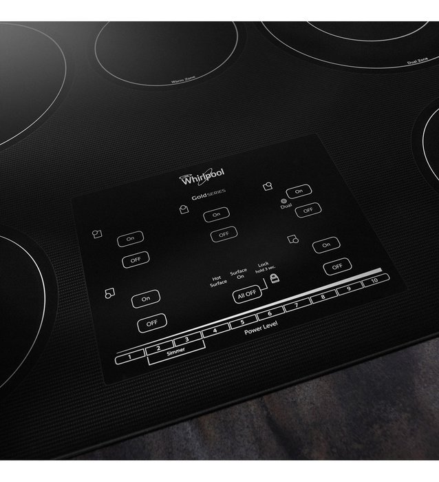 Whirlpool Gold G9CE3065XB 30 Smoothtop Electric Cooktop, 5 Elements, Tap Touch Controls, Black