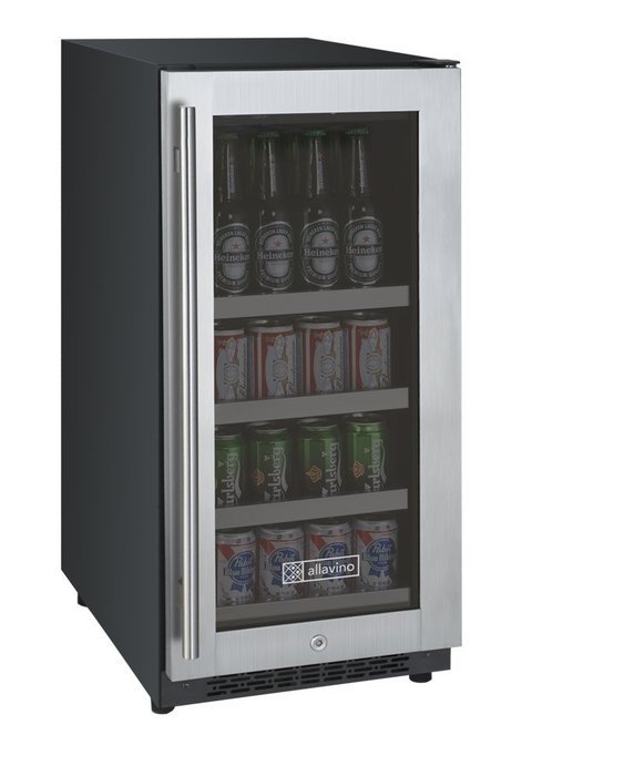 Allavino FlexCount VSBC15-SSRN - 15" Wide Beverage Center - Black/SS - Right Hinge