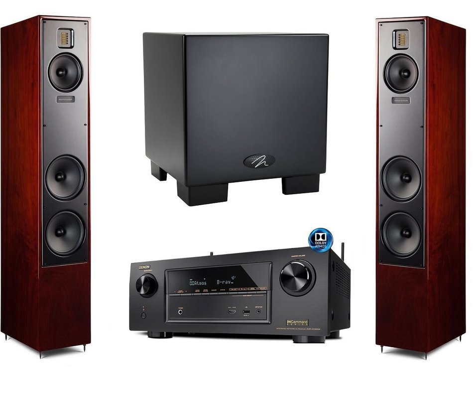 Martin Logan Motion 40 Cherry Floorstanding Speakers with Dynamo 700W Subwoofer and Denon AVR-X2200W A/V Receiver