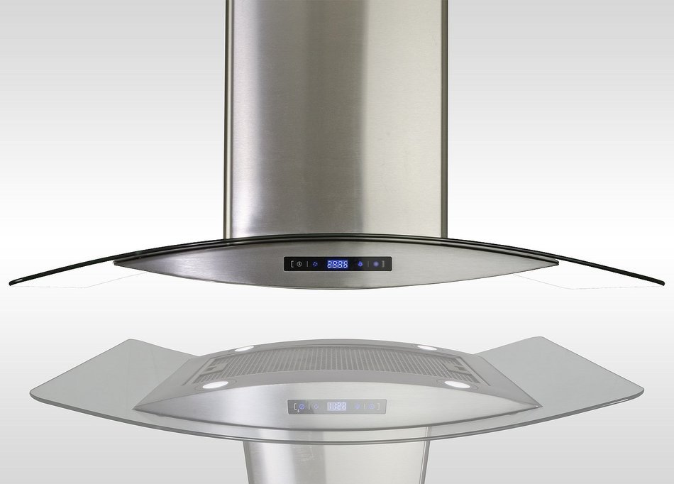 AKDY New 30" European Style Island Mount Stainless Steel Glass Range Hood Vent Touch Control AZ-688I/CS14 30" N5