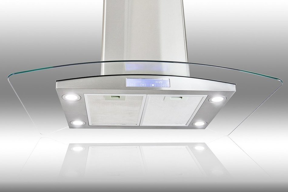AKDY AIR68S236 36" Island Mount Ducted Range Hood with 870 CFM Motor 3 Speed Fan Levels Touch Control Panel LED...