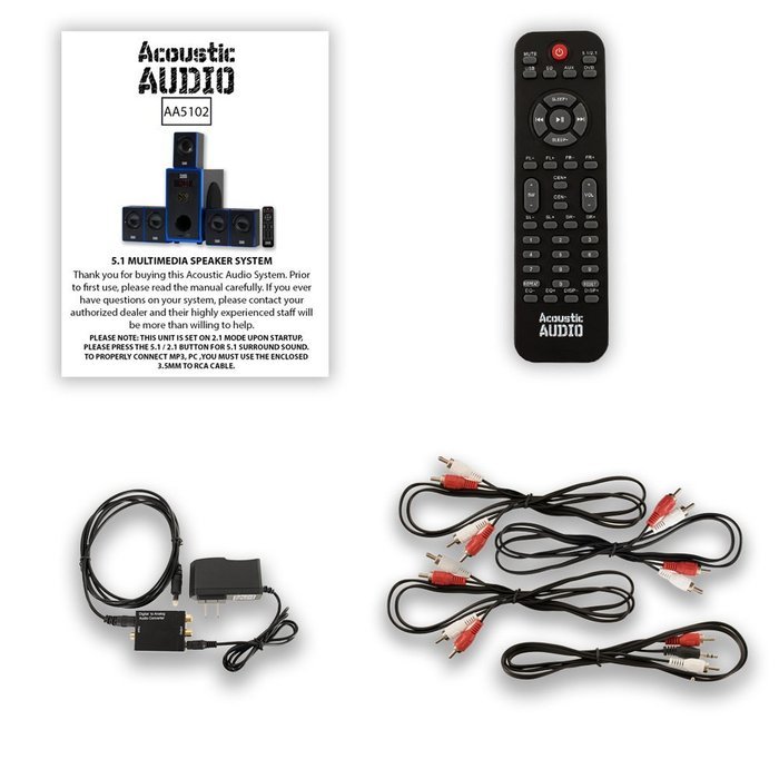 Acoustic Audio AA5102 Home Theater 5.1 Speaker System with Optical Input Surround Sound