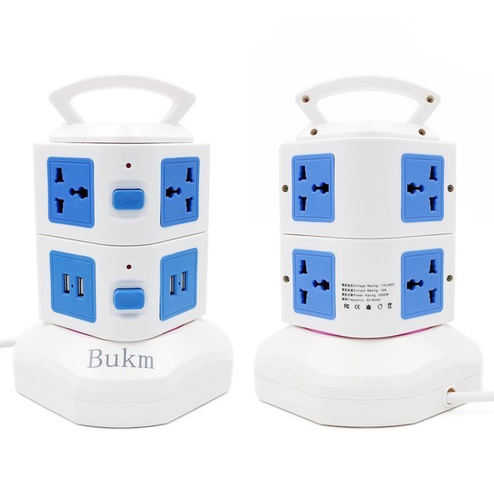 Power Strip Surge Protector, Bukm Smart 6-Outlet with 4-USB Surge Protection Power Socket 110-250V Worldwide Voltage... N6