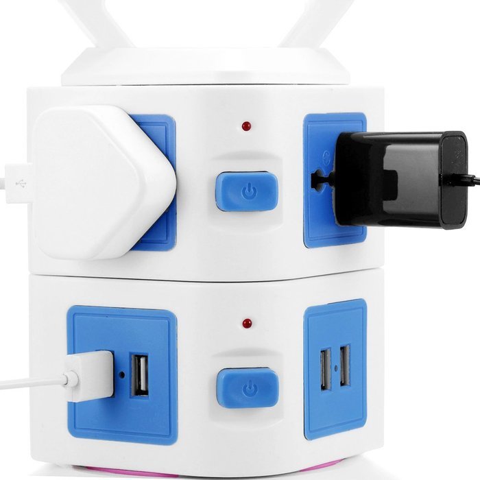 Power Strip Surge Protector, Bukm Smart 6-Outlet with 4-USB Surge Protection Power Socket 110-250V Worldwide Voltage... N7