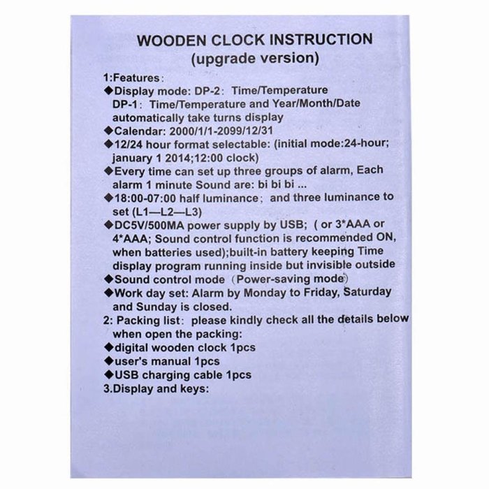 DZT1968&reg; Wooden LED Electronic Desktop Digital Alarm Clock With Temperature N12
