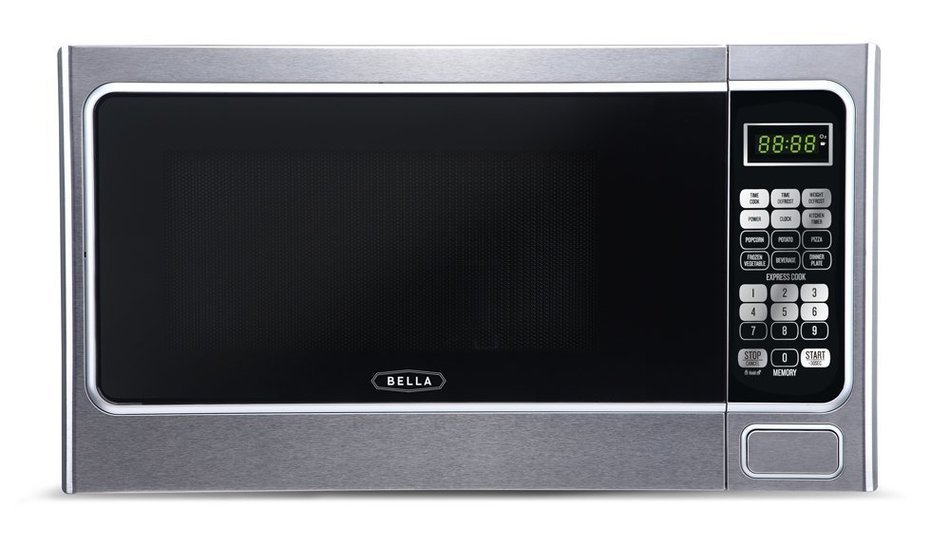 Bella BMO11ABTBKC 1000W Family-Sized Digital Microwave Oven, 1.1 cu. ft., Stainless Steel and Black N3