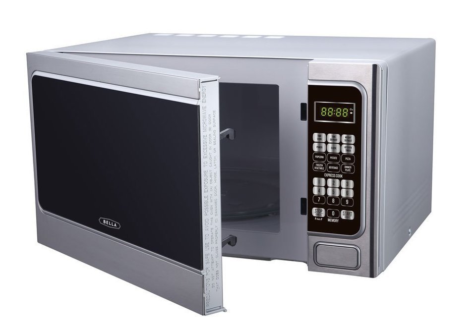 Bella BMO11ABTBKC 1000W Family-Sized Digital Microwave Oven, 1.1 cu. ft., Stainless Steel and Black N4