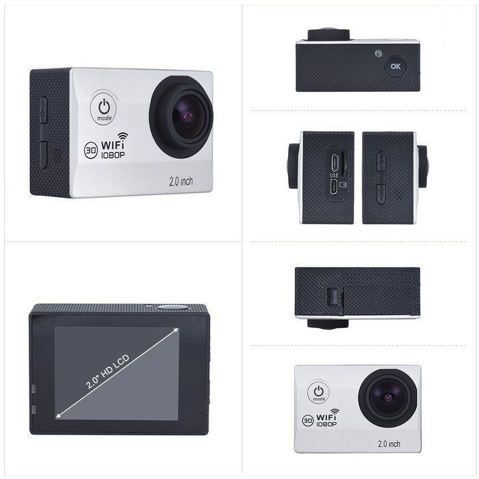 Andoer Action Camera 1080P FHD 30fps 14MP Novatek NTK96655 Waterproof 30m WiFi 2.0" LCD 170 Degree Wide Angle... N7