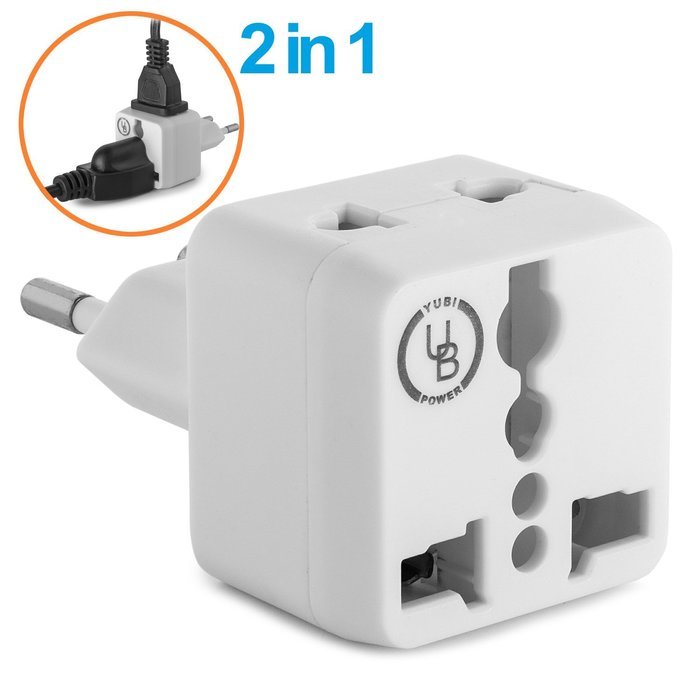 Yubi Power 2 in 1 Universal Travel Adapter with 2 Universal Outlets - Built in Surge Protector - 3 Pack - Black... N83