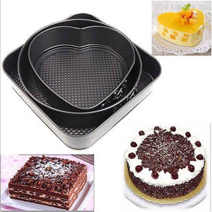 Springform Pans Set of 3 | Square / Round / Heart-Shaped Cheesecake Pans | Leak Resistant & Top Rack Dishwasher...