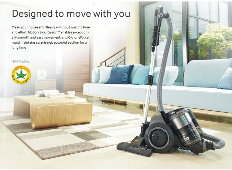 Samsung Bagless Vacuum Cleaner VC77F80LNCC/800W/Motion Sync/Dust Sensor/220V N5