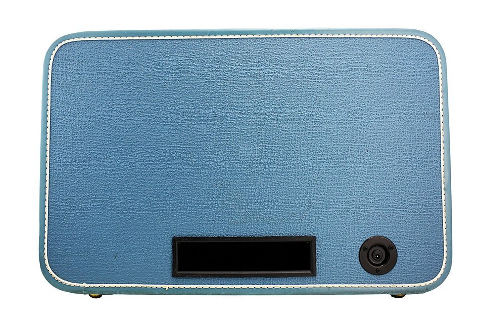 Sky Blue Fan-Line 1960's Era Vintage Portable Bluetooth Suitcase Boombox