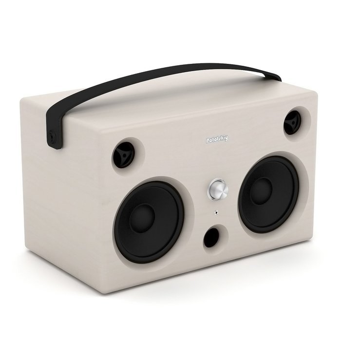 Vintage Milk White Portable Audio Boombox, From 10 to 30 Hours Without Charging