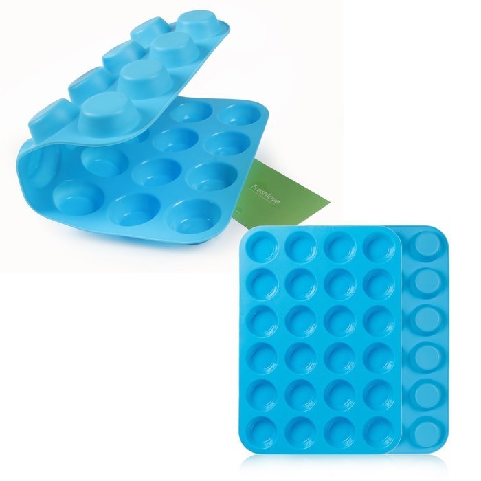 Freshlove large mini muffin pans 24 cup jumbo silicone pan for