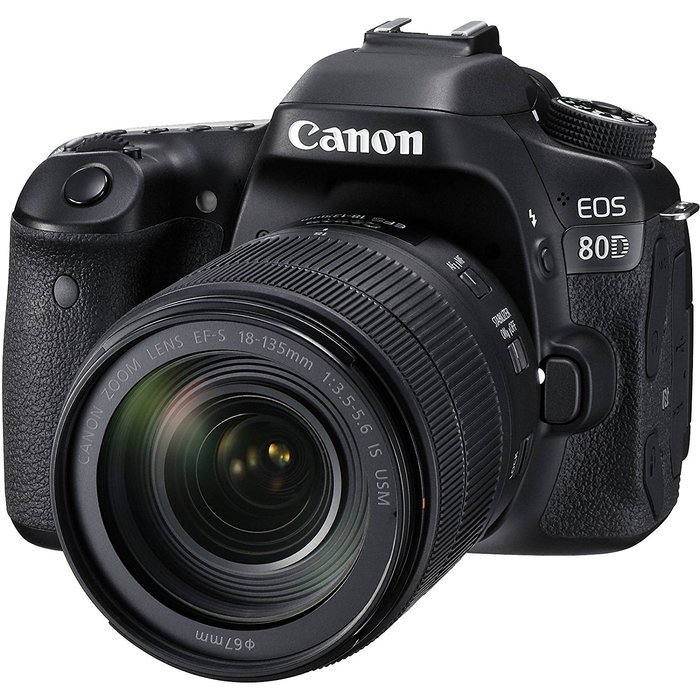 Canon EOS 80D Wi-Fi Digital SLR Camera & 18-135mm IS USM Lens with 64GB Card + Battery & Charger + Backpack +... N3