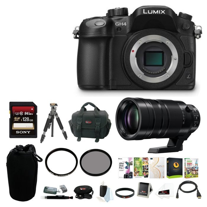 Panasonic LUMIX 16.05MP Mirrorless Camera (Body Only) with Leica 100-400mm Lens & 128GB Memory Card Bundle N9
