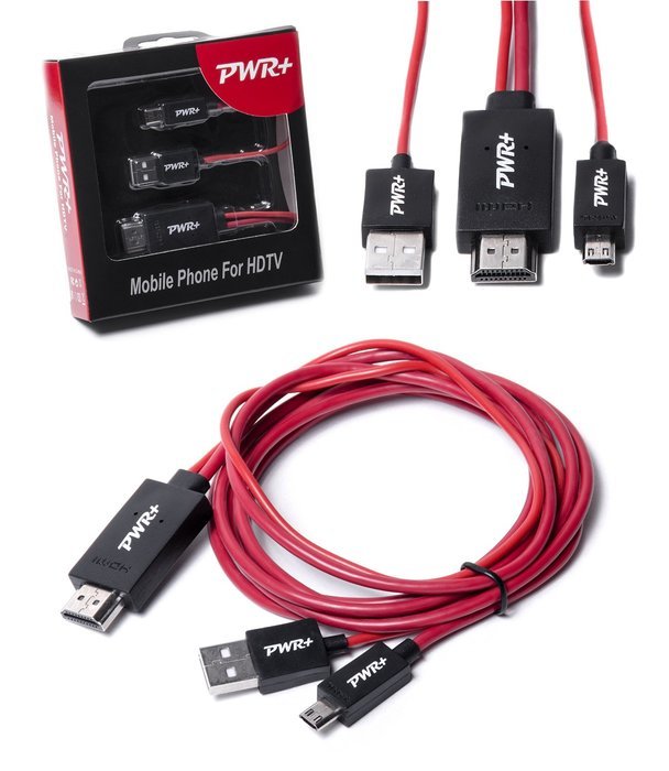 Pwr+ Extra Long 10 Ft MHL to HDMI Adapter Cable 11 Pin Micro-USB for Samsung Galaxy S5 S4 S3 Note 3 2 Phone; Tab...