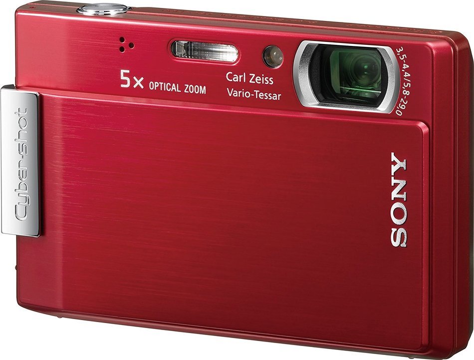 Sony Cybershot DSC-T100 8MP Digital Camera with 5x Optical Zoom and Super Steady Shot (Red) N16