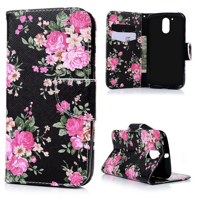 MOTO G4 Case,Motorola MOTO G4 Case - Wallet Flip Stand Case PU Leather Case with Shockproof TPU Inner Bumper Colorful... N42