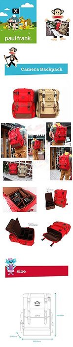 Paul Frank Camera Backpack 13pf-c-bp08 (Red) for Dslr Body, Lenses & Accs