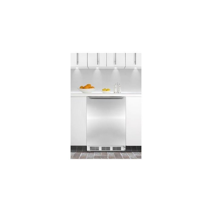 Summit Commercial Grade 5.5 cu. ft. Built-in Refrigerator in White w/ SS Door & Horizontal Handle F