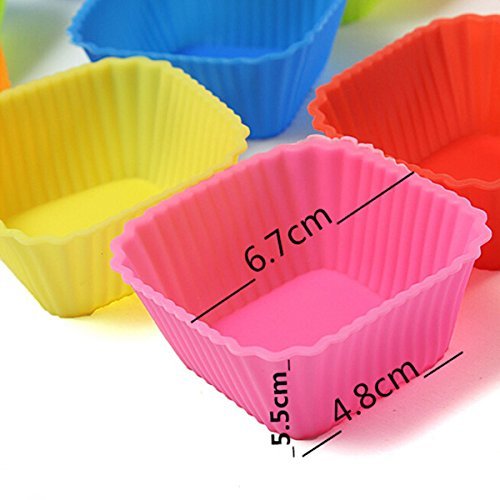 12pcs Silicone Square Cake Muffin Chocolate Baking Cup Mold N2 free ...