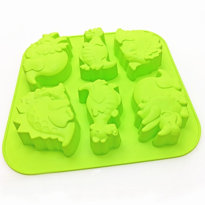 OCTCHOCO 6 Dinosaurs Silicone Cake Mould Jelly Candy Chocolate Bread Baking Mold