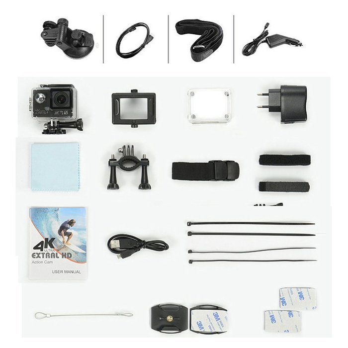 2" Ultra-HD LCD 4K 1080P 60FPS 720P 90FPS Wifi Cam Video Output 16MP Action Camera 170&iexcl;&atilde;Wide-Angle Lens with Diving... N4