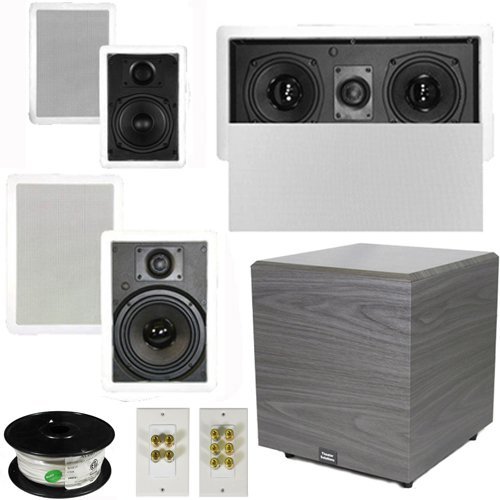 Theater Solutions 5.1 Home Theater 4 Speaker Set with Center, 12" Powered Sub and More TS5W6WL51SET6