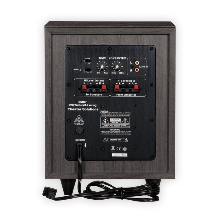 Theater Solutions SUB8F Front Firing Powered Subwoofer (Black) N3