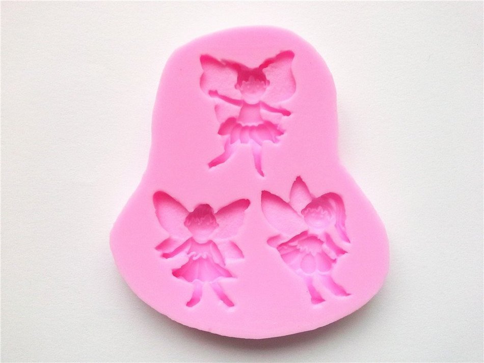 Wocuz W0091 3 Elf Fairy Shaped Candy Fondant Chocolate Accessory Silicone Mold Cake Decoration