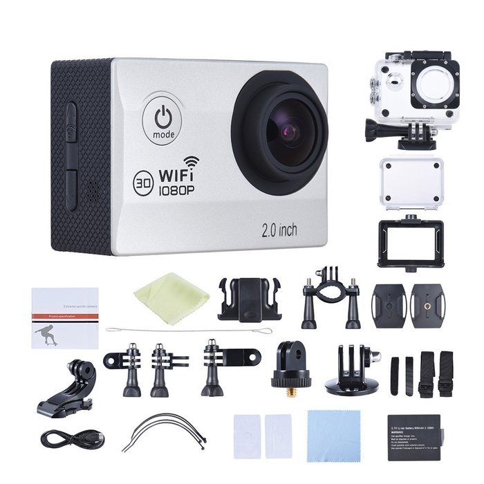 Andoer Action Camera 1080P FHD 30fps 14MP Novatek NTK96655 Waterproof 30m WiFi 2.0" LCD 170 Degree Wide Angle... N16