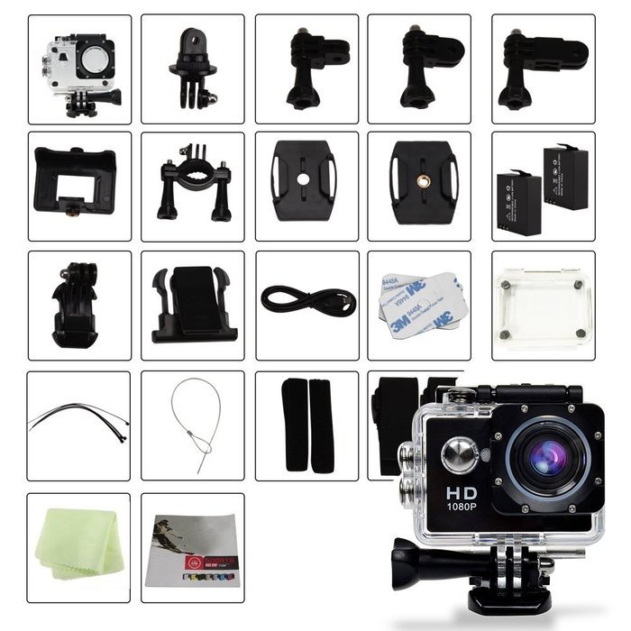 GBB WIFI 12MP 2.0" LCD HD 1080P 170&deg; Wide Angle Sports DV Waterproof Action Camera Camcorder, Update 25mm Diameter... N19