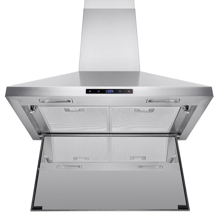 AKDY&reg; 30" Wall Mount Stainless Steel Touch Control Kitchen Range Hood Noise Reduced Design w/ LED Lights N5