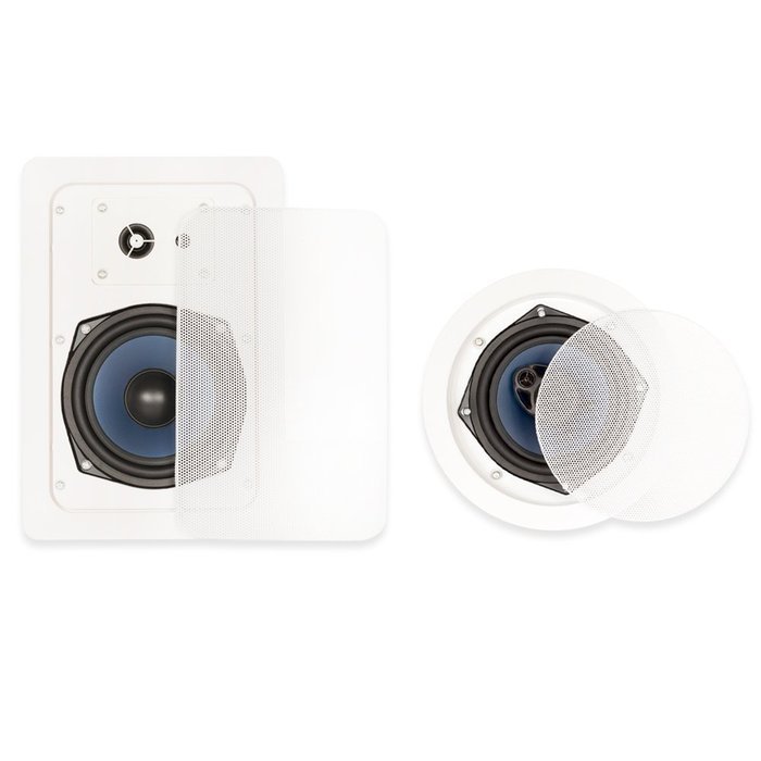 Blue Octave RH-537 In Wall and In Ceiling Speakers Home Theater Surround Sound 7 Speaker Set
