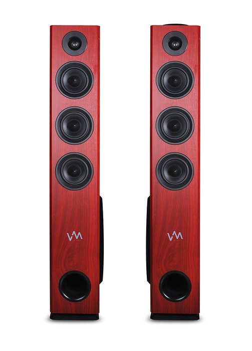 VM Audio EXAT32 Cherry/Black Floorstanding Powered Bluetooth Tower Speakers Pair N2