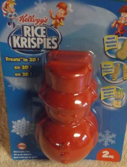Kellogg's RICE KRISPIES Mold 5 1/4" Tall CHRISTMAS SNOWMAN Treats in 3D! (Pack of 2)