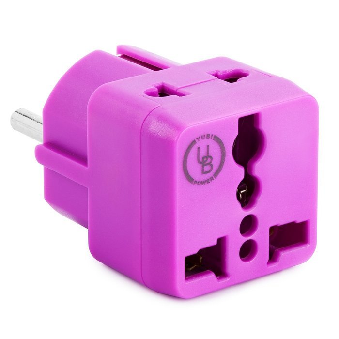 Yubi Power 2 in 1 Universal Travel Adapter with 2 Universal Outlets - Built in Surge Protector - 2 Pack - Purple... N4