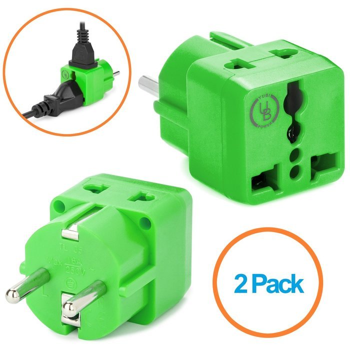 Yubi Power 2 in 1 Universal Travel Adapter with 2 Universal Outlets - Built in Surge Protector - 2 Pack - Purple... N5