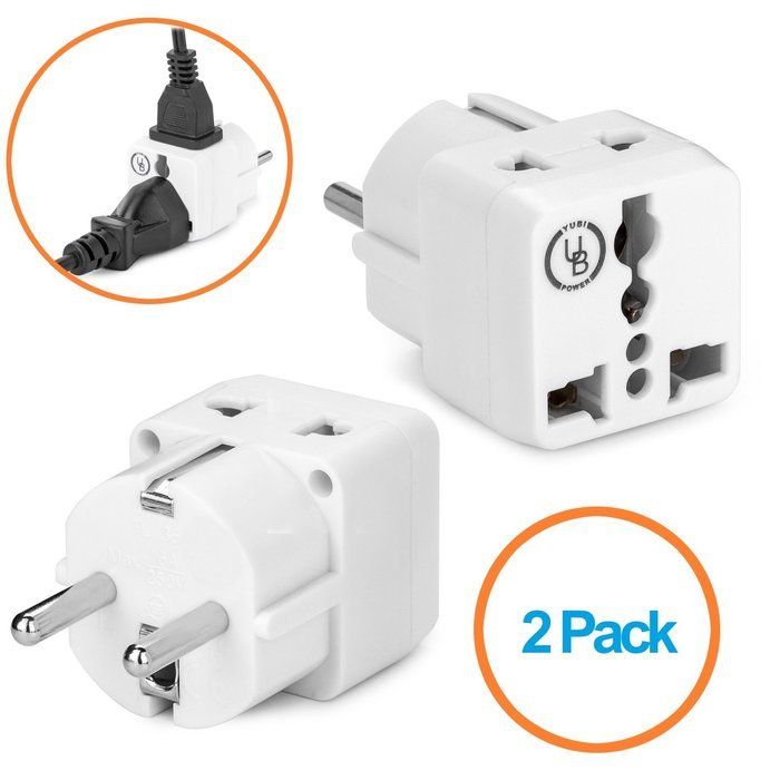 Yubi Power 2 in 1 Universal Travel Adapter with 2 Universal Outlets - Built in Surge Protector - 2 Pack - Purple... N7