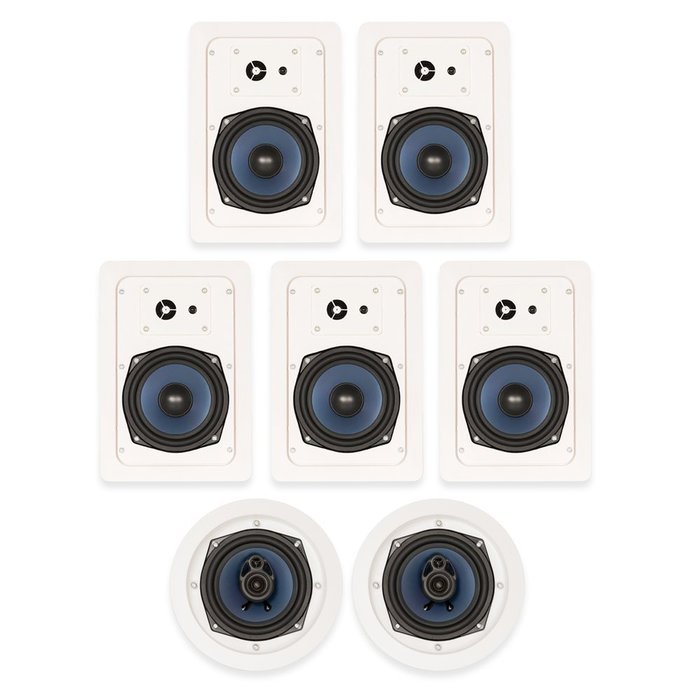Blue Octave RH-537 In Wall and In Ceiling Speakers Home Theater Surround Sound 7 Speaker Set N2
