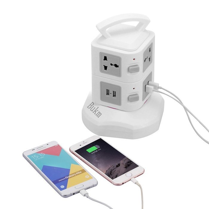Power Strip Surge Protector, Bukm Smart 6-Outlet with 4-USB Surge Protection Power Socket 110-250V Worldwide Voltage... N12