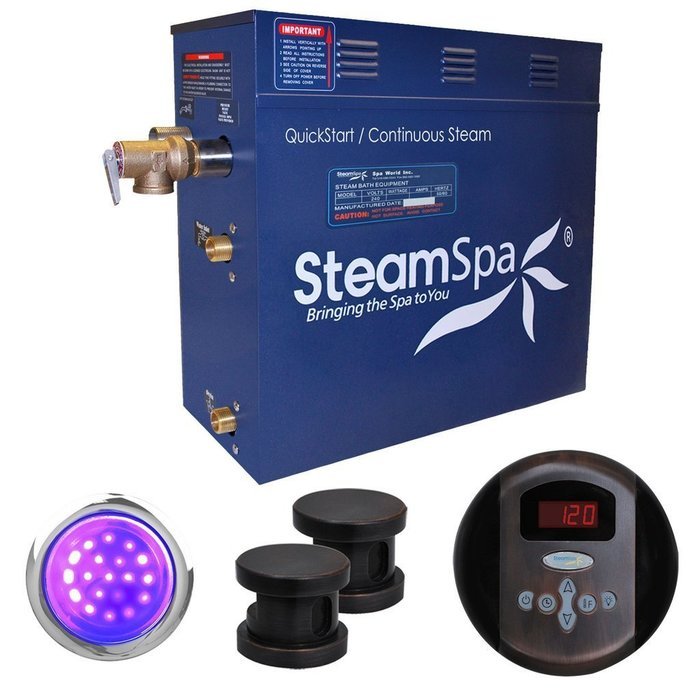 Steam Spa IN900OB-A Indulgence 9 KW Quick Start Acu-Steam Bath Generator Package with Built-In Auto Drain, Oil... N10