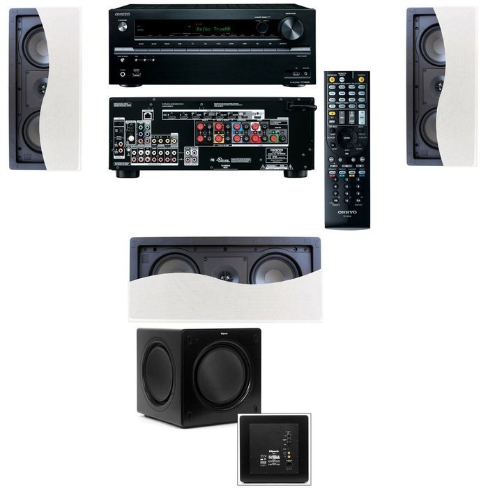 Klipsch R-2502-W II In-Wall Speaker (LCR) 3.1 Onkyo TX-NR636 7.2 Channel Network A/V