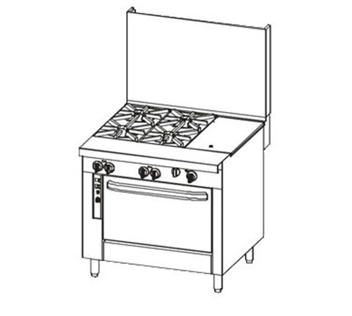 Southbend P36D-GGC Platinum Heavy Duty Range Gas 36" (1) 24" Griddle (1) 12" Cha