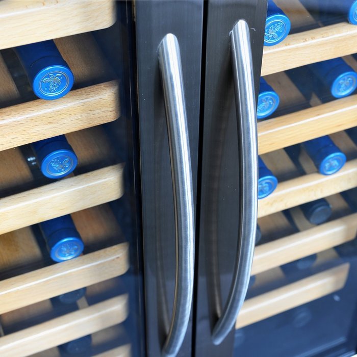 NewAir AW-321ED 32 Bottle Dual Zone Thermoelectric Wine Cooler, Stainless Steel & Black N2