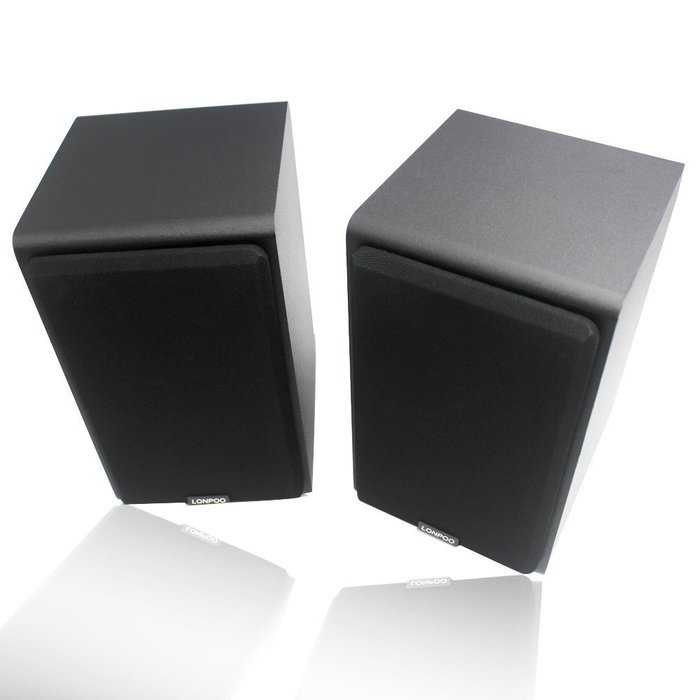 LONPOO Professional Basic Bookshelf Speaker 2-Way 75W2 Classic Wooden Loudspeaker with 4-Inch Carbon Fiber Woofer... N2