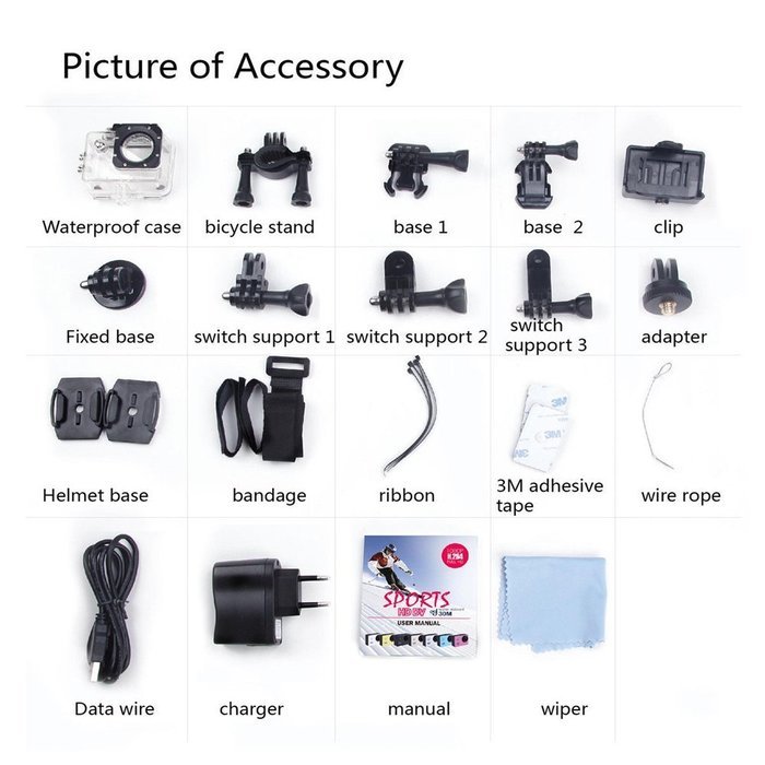 Ultrathin Wifi Action Camera 1080P full HD Car Camera DVR 30M Waterproof 1.5Inch TFT Helmet Camera Sport DV